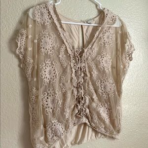 Cream white lace blouse